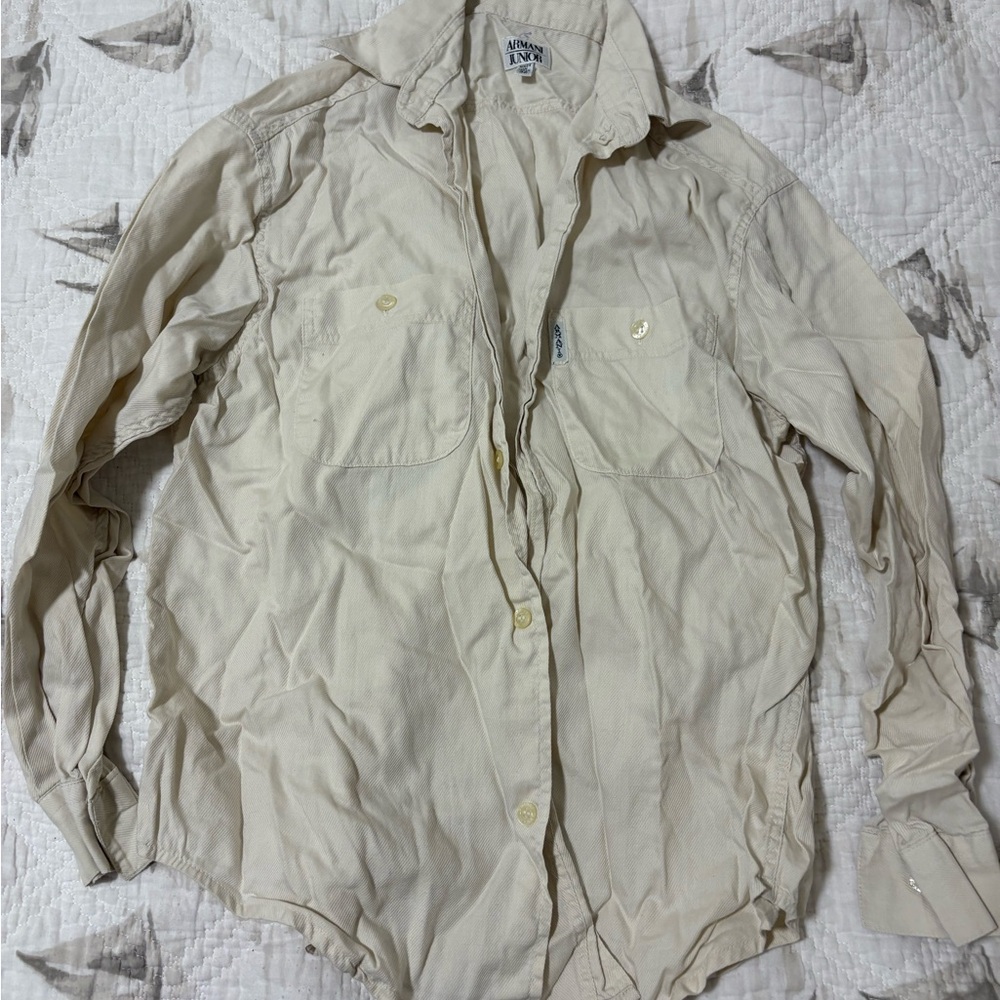Armani Junior boys size 12 shirt Cream Button-Up